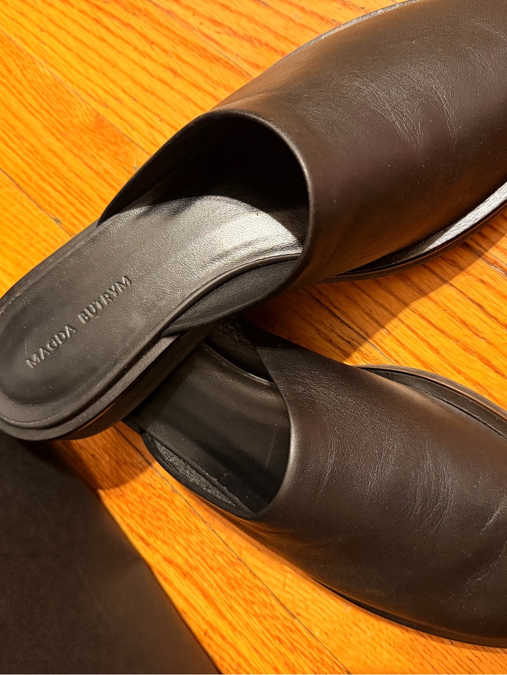 Magda Butrym Black Leather Slide Mules Size 38.5